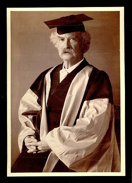 Official portrait of Mark Twain in his DLitt (Doctor of Letters) academic dress, awarded by Oxford University.